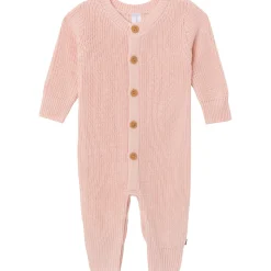 2-Piece Baby Girls Light Pink Sweater Romper & Hat Set