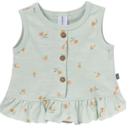 4-Piece Baby Girls Light Sky Oranges Sleeveless Peplum Tops and Shorts Set