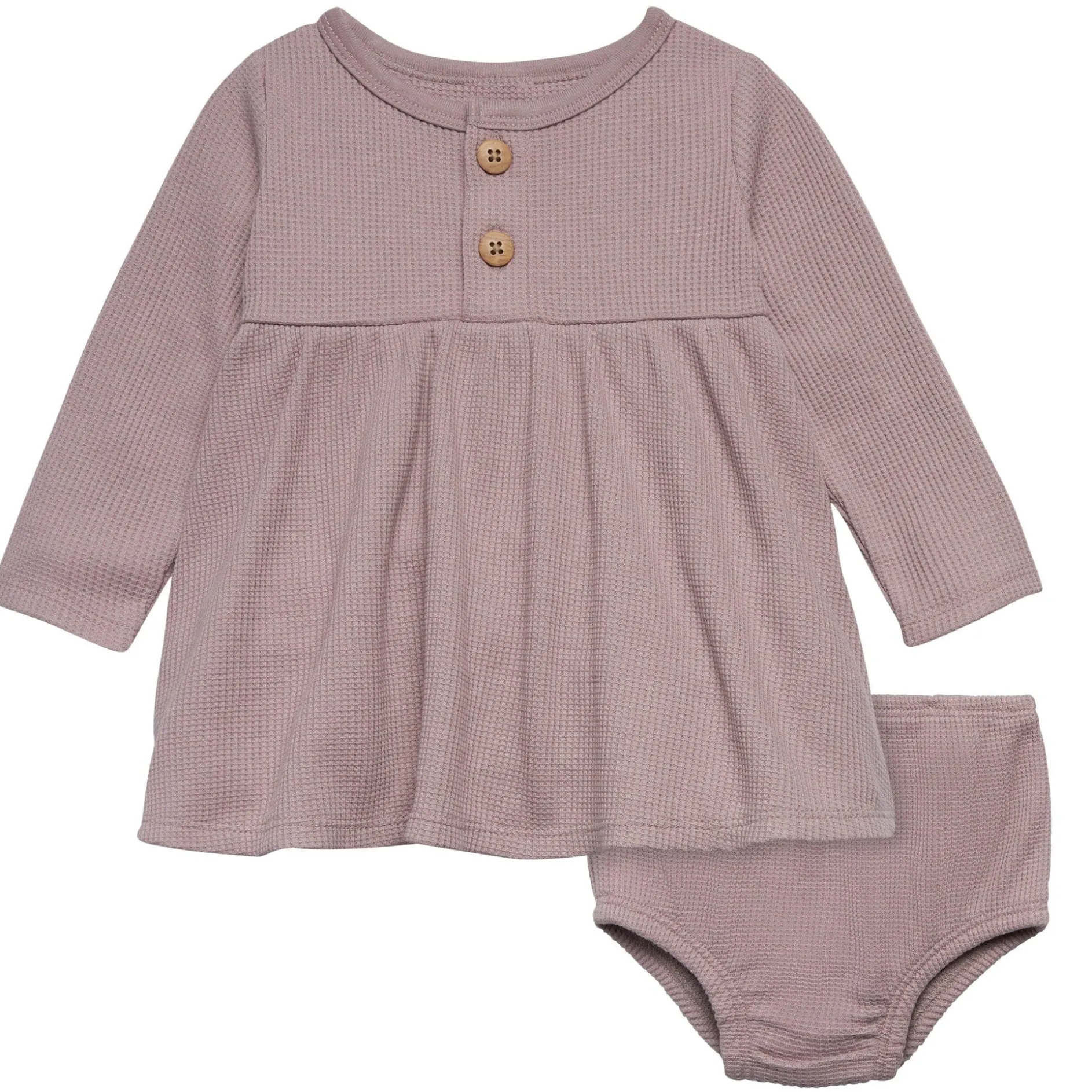2-Piece Baby Girls Medium Lilac Waffle Dress Set