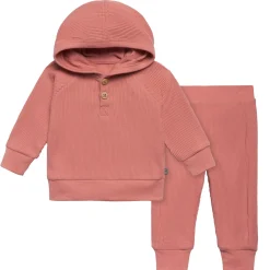2-Piece Baby Girls Medium Rose Hoodie and Pant Set