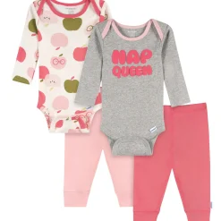 4-Piece Baby Girls Nap Queen Onesies® Bodysuits and Pants
