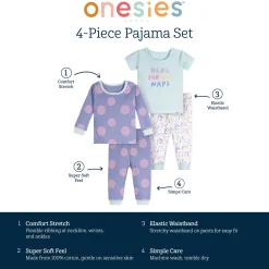 4-Piece Baby Girls Naps Pajamas Sets