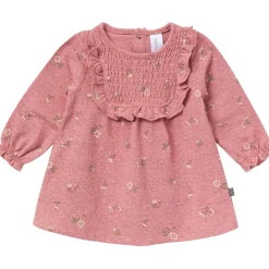 2-Piece Baby Girls Old Rose Floral Dress and Tights Set