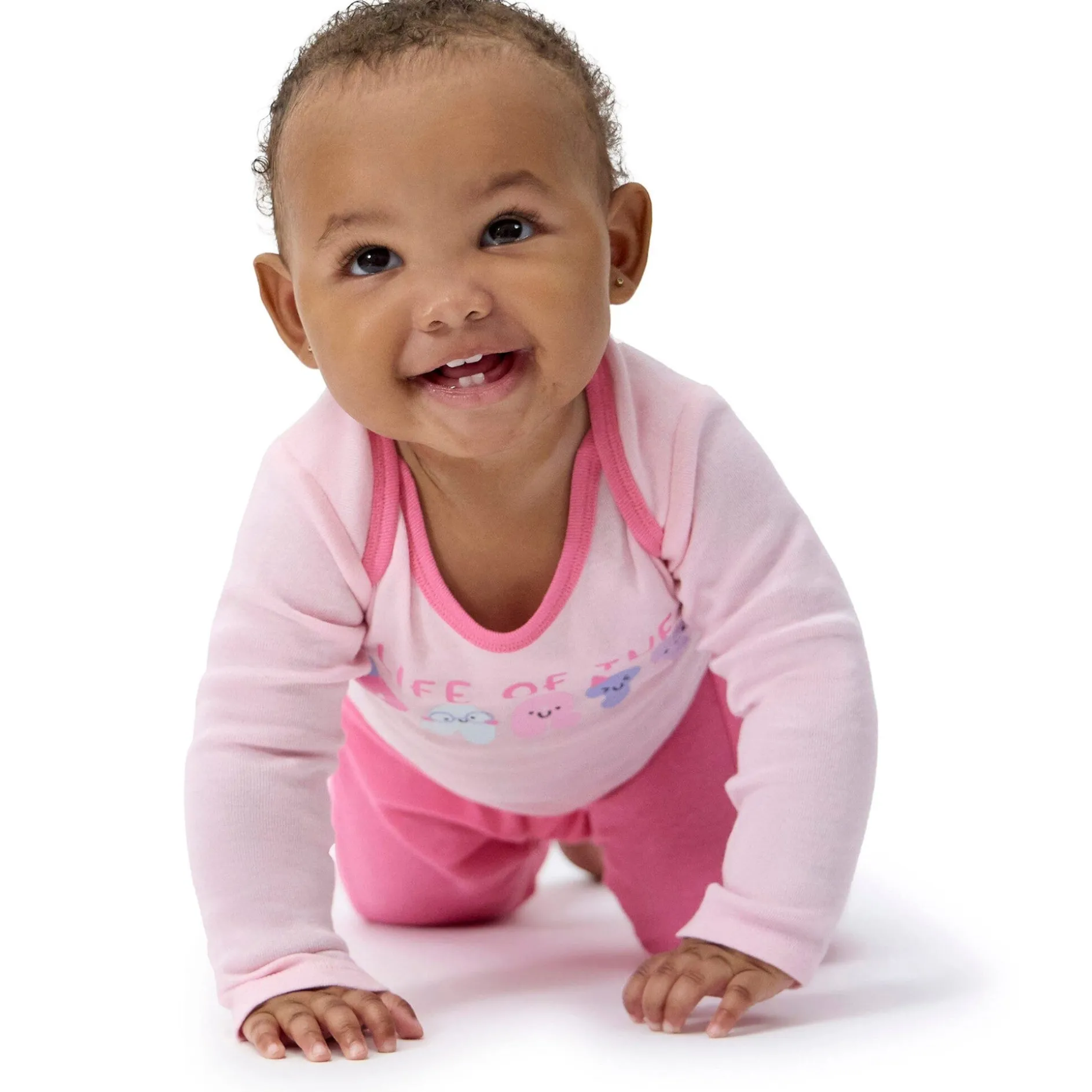 4-Piece Baby Girls Party Rainbow Onesies® Bodysuits and Pants