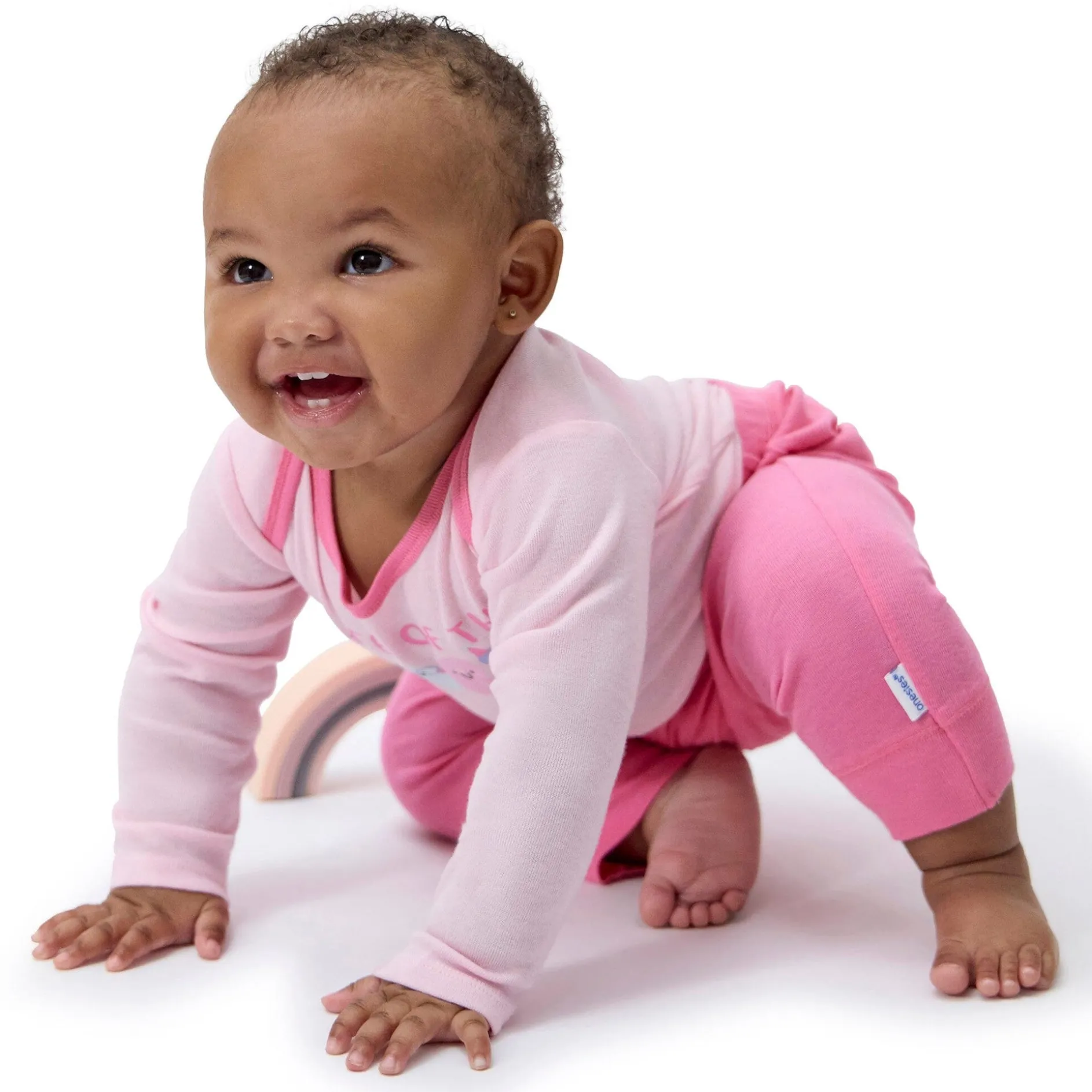 4-Piece Baby Girls Party Rainbow Onesies® Bodysuits and Pants