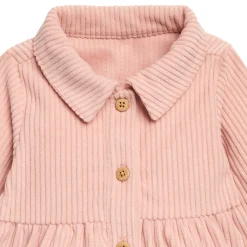 2-Piece Baby Girls Peach Corduroy Dress Set