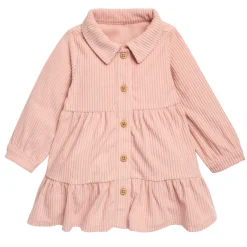 2-Piece Baby Girls Peach Corduroy Dress Set