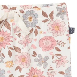 4-Piece Baby Girls Peach Floral Viscose Bodysuits and Pants Set