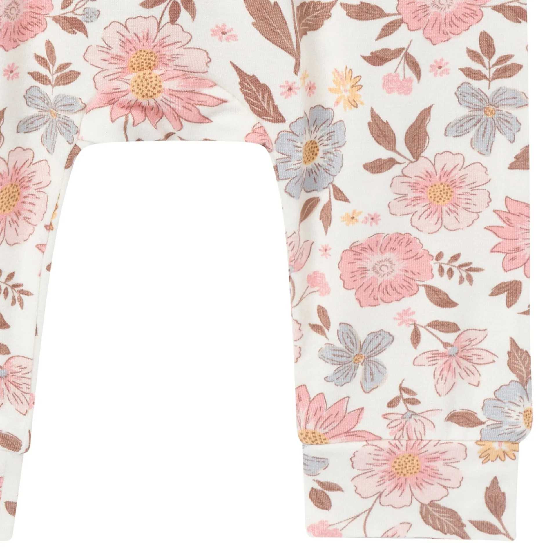 4-Piece Baby Girls Peach Floral Viscose Bodysuits and Pants Set