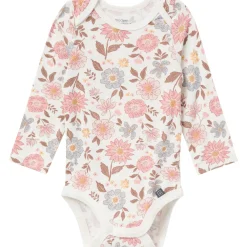 4-Piece Baby Girls Peach Floral Viscose Bodysuits and Pants Set