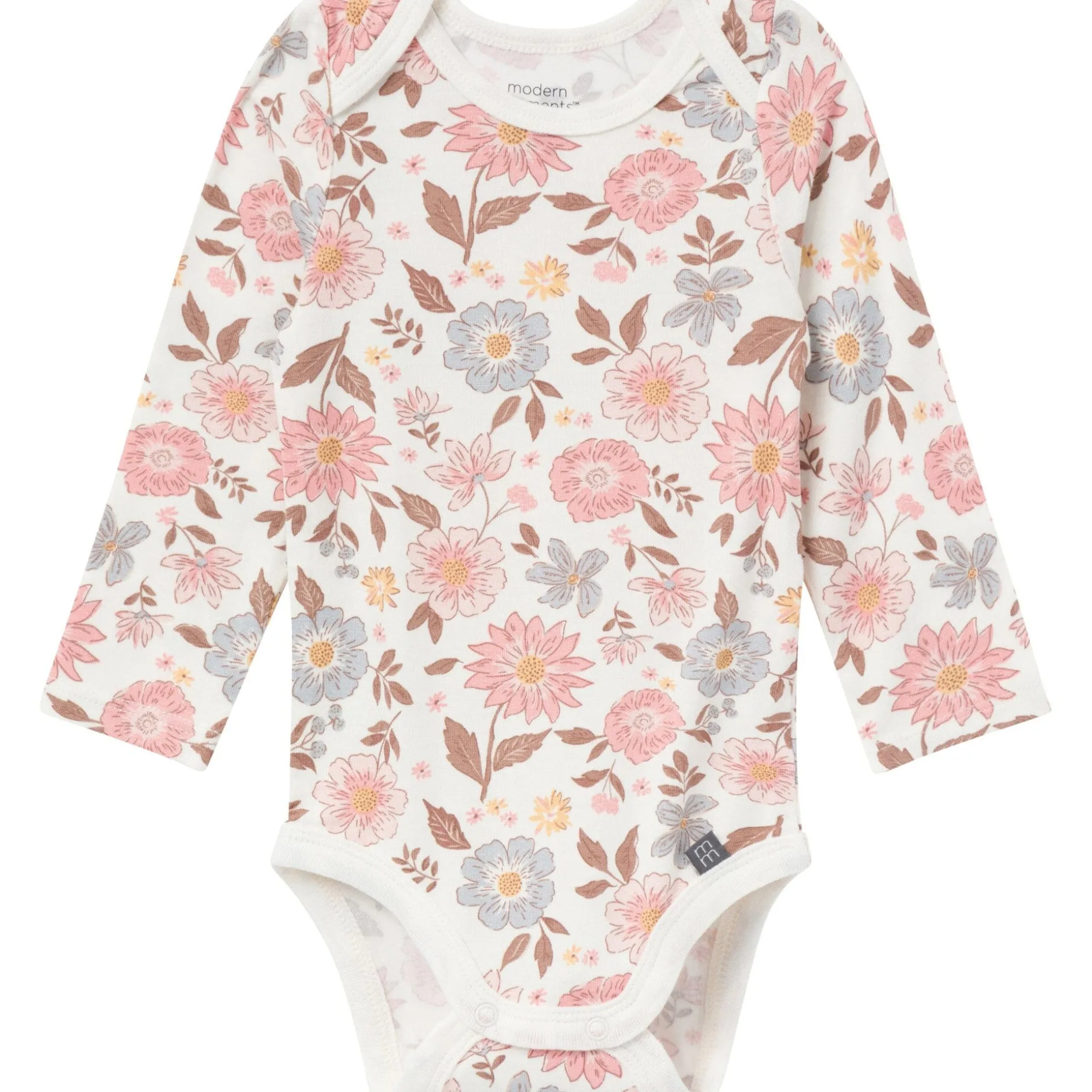 4-Piece Baby Girls Peach Floral Viscose Bodysuits and Pants Set