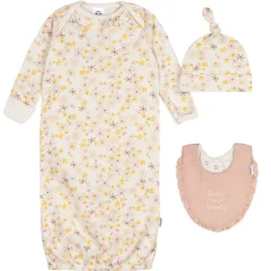 3-Piece Baby Girls Pear Floral Gown Set