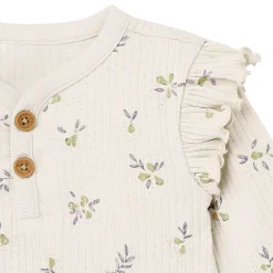 4-Piece Baby Girls Pear Henley Ruffle Tops and Pants Set