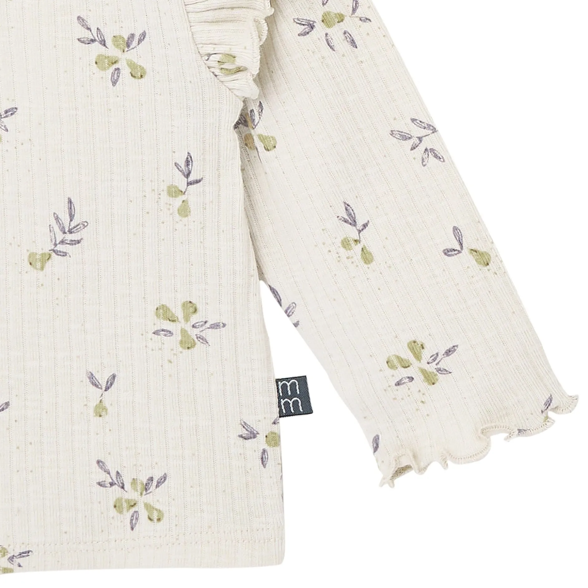 4-Piece Baby Girls Pear Henley Ruffle Tops and Pants Set