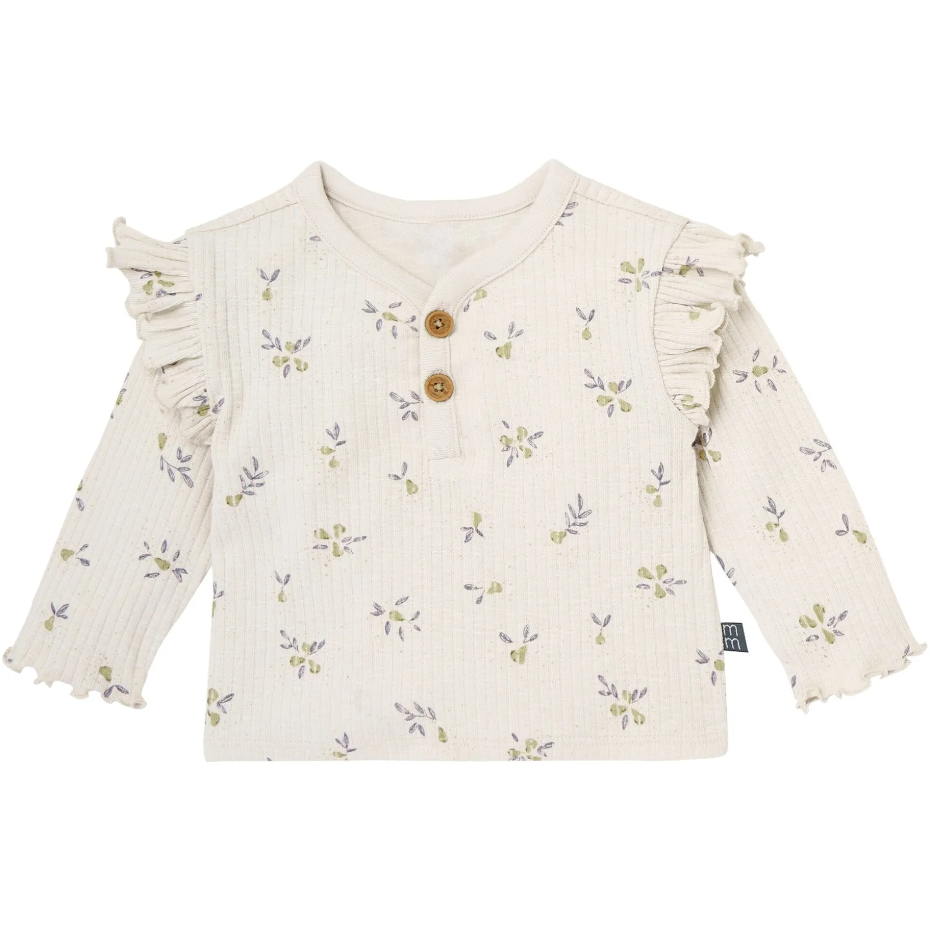 4-Piece Baby Girls Pear Henley Ruffle Tops and Pants Set