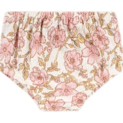 2-Piece Baby Girls Pink Floral Smocked Dress and Diaper Cover