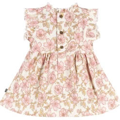 2-Piece Baby Girls Pink Floral Smocked Dress and Diaper Cover