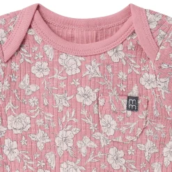 4-Piece Baby Girls Pink Flower Short Sleeve Bodysuits and Shorts Set