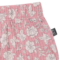 4-Piece Baby Girls Pink Flower Short Sleeve Bodysuits and Shorts Set