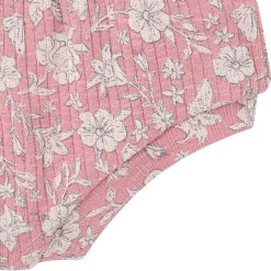 4-Piece Baby Girls Pink Flower Short Sleeve Bodysuits and Shorts Set