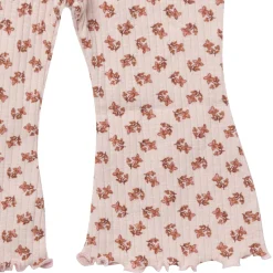 4-Piece Baby Girls Pink Petite Ditsy Henley Ruffle Tops and Pants Set