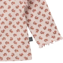 4-Piece Baby Girls Pink Petite Ditsy Henley Ruffle Tops and Pants Set
