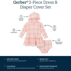 2-Piece Baby Girls Pink Plaid Dress Set