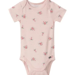4-Piece Baby Girls Pink Roses Bodysuits and Pants Viscose Set