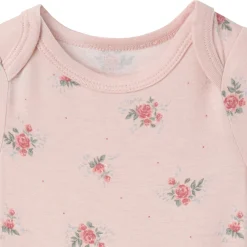 4-Piece Baby Girls Pink Roses Bodysuits and Pants Viscose Set