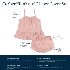 2-Piece Baby Girls Poppies Tank Top and Diaper Cover Set