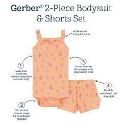 2-Piece Baby Girls Strawberries Bodysuit & Shorts Set