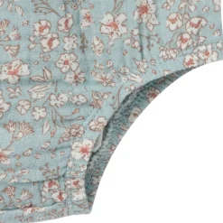 2-Piece Baby Girls Teal Ditsy Puffed Sleeve Dress and Diaper Cover
