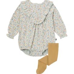 2-Piece Baby Girls Tiny Floral Bubble Romper and Tights