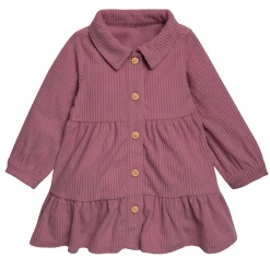 2-Piece Baby Girls Wine Corduroy Dress Set