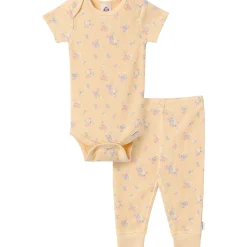 2-Piece Baby Girls Yellow Floral Onesies® Bodysuit and Pants Set
