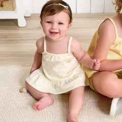 2-Piece Baby Girls Yellow Stripe Tank Top & Diaper Cover Set