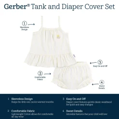 2-Piece Baby Girls Yellow Stripe Tank Top & Diaper Cover Set