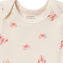 4-Piece Baby Neutral Beige Lobster Short Sleeve Bodysuits and Shorts Set