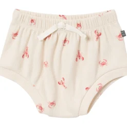 4-Piece Baby Neutral Beige Lobster Short Sleeve Bodysuits and Shorts Set