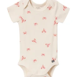 4-Piece Baby Neutral Beige Lobster Short Sleeve Bodysuits and Shorts Set