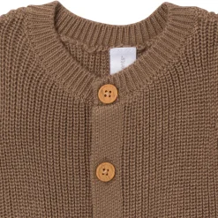 2-Piece Baby Neutral Brown Sweater Romper & Hat Set