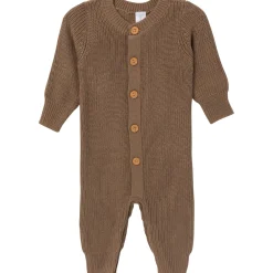 2-Piece Baby Neutral Brown Sweater Romper & Hat Set