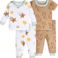 4-Piece Baby Neutral Dogs Pajamas Sets