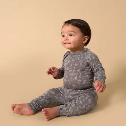 4-Piece Baby Neutral Gray Viscose Bodysuits and Pants Set