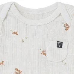 4-Piece Baby Neutral Horse Barn Short Sleeve Bodysuits and Shorts Set