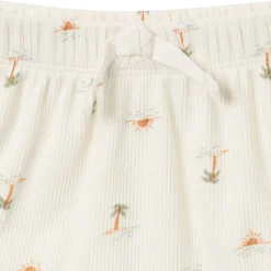 4-Piece Baby Neutral Ivory Mini Island Short Sleeve Bodysuits and Shorts Set