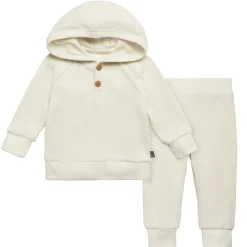 2-Piece Baby Neutral Ivory Waffle Hoodie and Pant Set