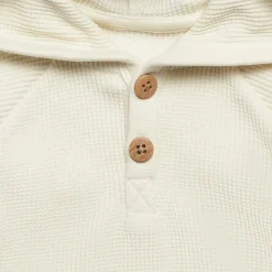 2-Piece Baby Neutral Ivory Waffle Hoodie and Pant Set