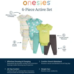 6-Piece Baby Neutral Milk Dinner Onesies® and Active Pant Set