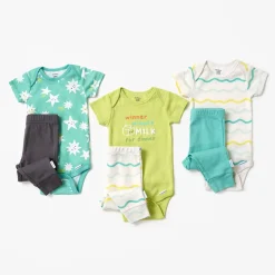 6-Piece Baby Neutral Milk Dinner Onesies® and Active Pant Set